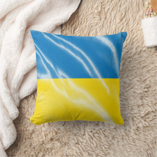 Coussin Drapeau de soie ukrainien