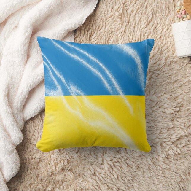 Coussin Drapeau de soie ukrainien (Couverture)