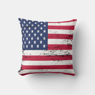 Coussin Drapeau de style de design déprimé Patriotic USA