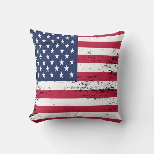 Coussin Drapeau de style de design déprimé Patriotic USA (Recto)