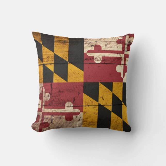Coussin Drapeau d'état du Maryland sur le vieux grain en (Recto)