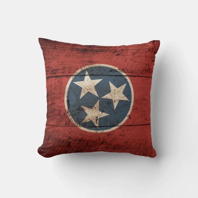 Coussin Drapeau d'état du Tennessee sur le vieux grain en (Recto)
