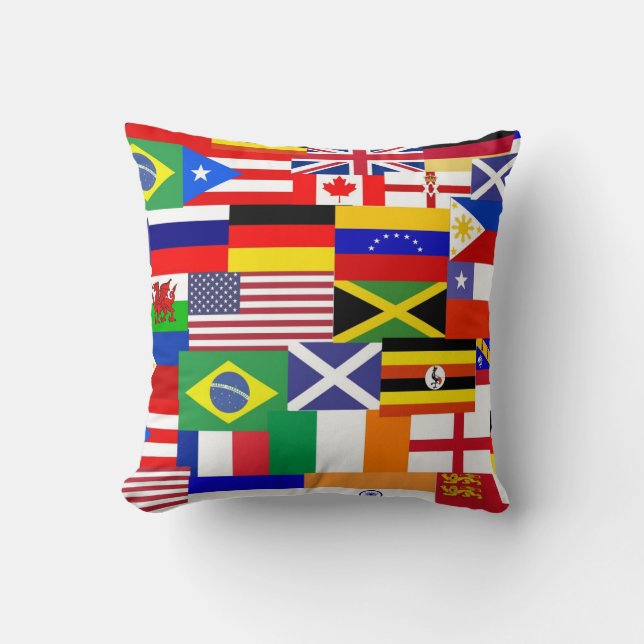 Coussin Drapeau du monde collage (Recto)