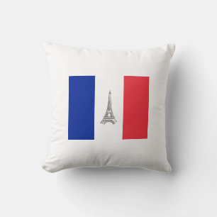 Coussin Drapeau français Thème Tour Eiffel Jeu d'oreiller