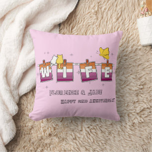 Coussin Drapeau lesbien Sunset Joyeux Anniversaire de mari