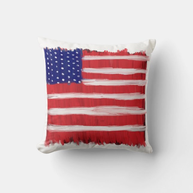 Coussin Drapeau peint d'art populaire (Recto)