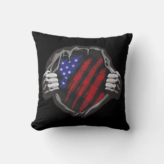 Coussin Drapeau superhero USA (Recto)