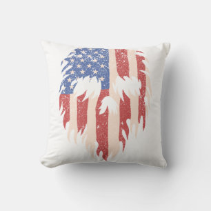 Coussin Drapeau USA Crâne Barbe   Design Patriotique en Di