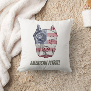 Coussin Drapeau Vintage américain Pitbull Terrier Bully Ch