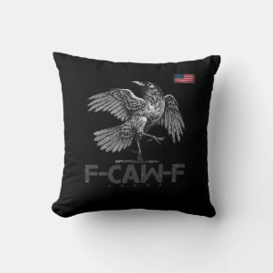 Coussin Drapeau vintage humoristique F-Caw-F Vache Oiseau