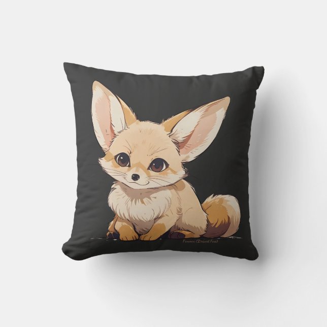 Coussin Drawing of a Fennec, Desert Fox, en dessin animé (Recto)