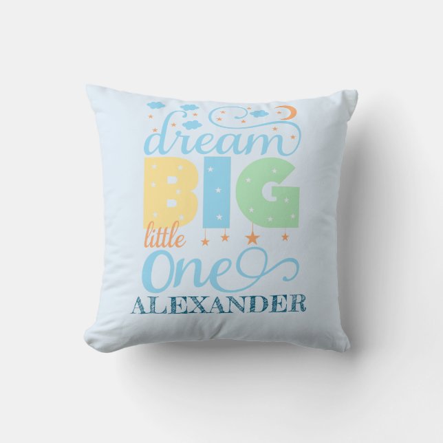 Coussin Dream Big Little One Blue Baby Boy 1er anniversair (Recto)