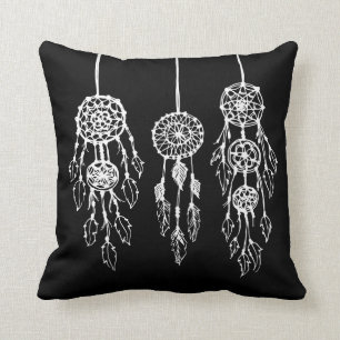 Coussin Dreamcatchers de Bohême noir et blanc