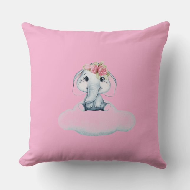Coussin Dreamy Days avec Rosie l'éléphant. (Recto)