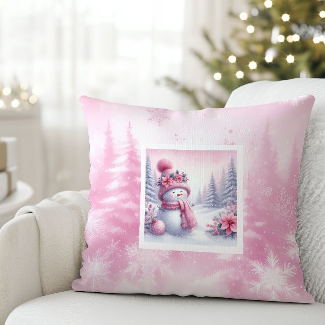Coussin Dreamy Pinkmas Snowy Forest Christmas Pillow Gift (Dreamy Pinkmas Snowy Forest Christmas Pillow Gift)