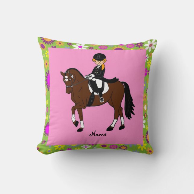 Coussin Dressage Horse et Rider caricature personnalisée (Recto)