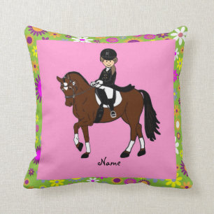 Coussin Dressage Horse et Rider caricature personnalisée