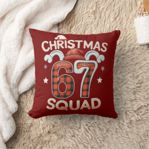 Coussin Drôle 67 Six Sept Mème Brainrot  Équipe de Noël