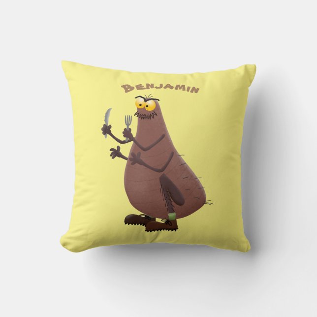 Coussin Drôle affamé pulette affamée dessin animé (Recto)