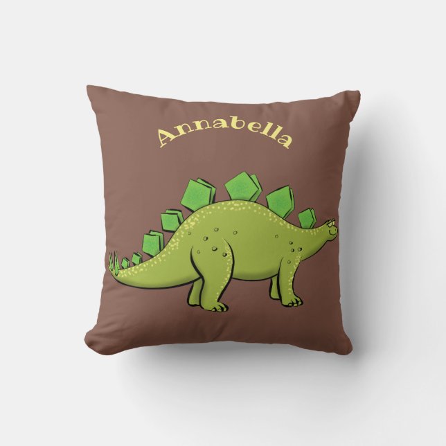 Coussin Drôle caricature de stegosaurus vert dinosaure (Recto)