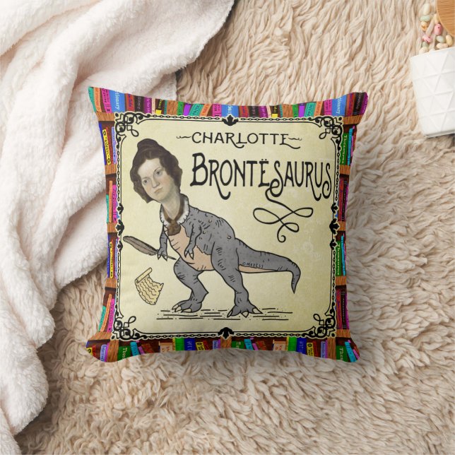 Coussin Drôle Charlotte Bronte Saurus Dinosaur Lecteur de  (Couverture)
