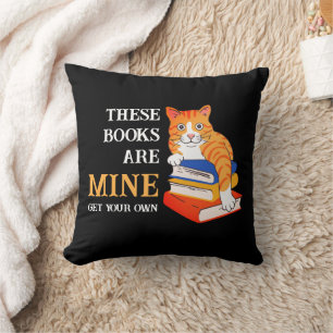 Coussin Drôle Chat CES LIVRES SONT MIEN Love Lecture