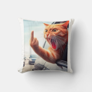 Coussin Drôle Chat Moyen Doigt Hilarious Chat Dans La Voit