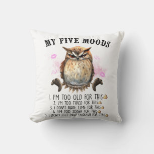 Coussin Drôle Chouette Grumpy Dit