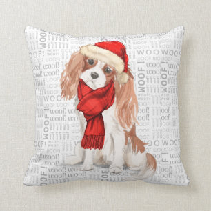 Coussin Drôle Cocker Spaniel Chien Aquarelle Noël
