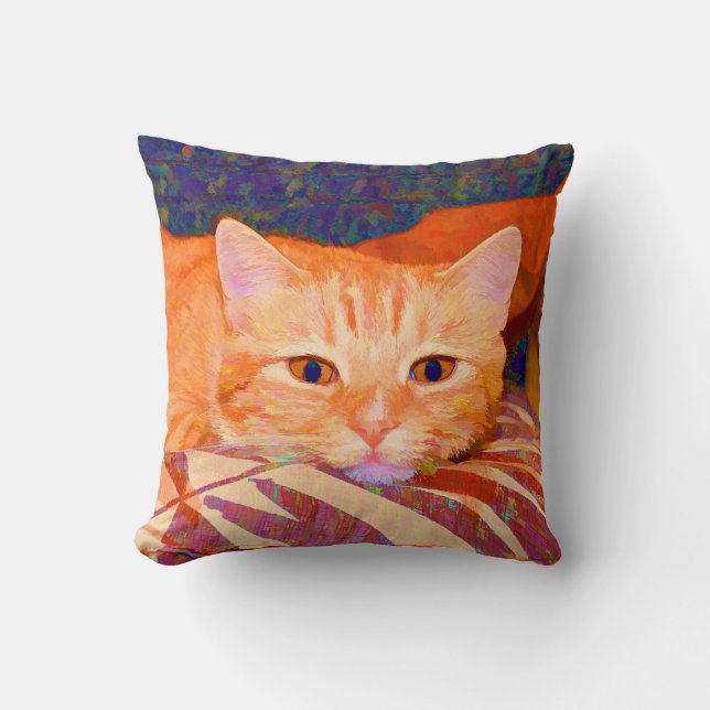 Coussin Drôle Cute Orange Tabby Cat (Recto)