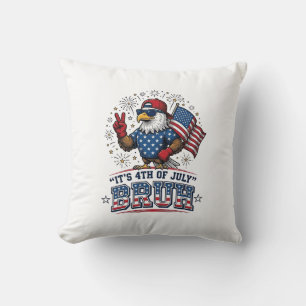 Coussin Drôle de 4 juillet Eagle Bruh maillot patriotique 