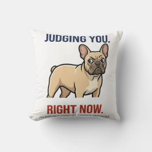 Coussin Drôle de Bouledogue Français regard en coin vous