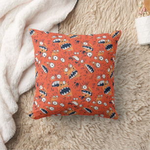 Coussin Drôle de monstre orange visage criant
