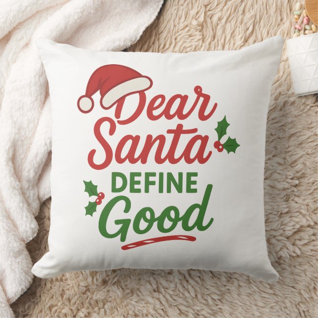Coussin Drôle de Noël Cher Père Noël Définissez Bien (Couverture)