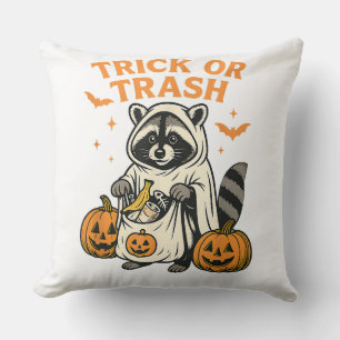 Coussin Drôle de Raton Laveur Farce ou Ordures Halloween