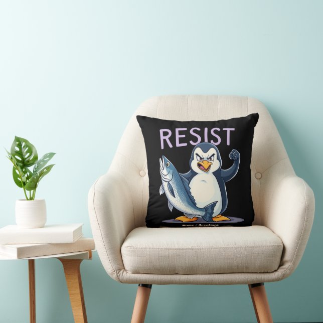 Coussin Drôle de résister à la protestation des pingouins  (Chaise)