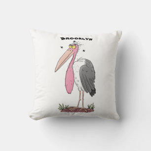 Coussin Drôle dessin animé de cigogne en marabou