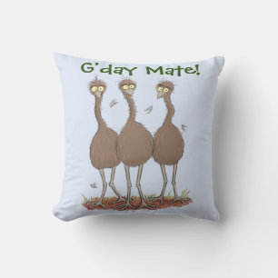 Coussin Drôle dessin animé du trio australien emu
