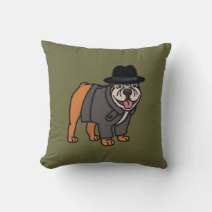 Coussin Drôle détective anglais Bulldog Throw Pillow
