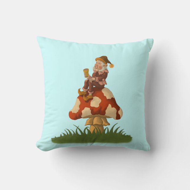 coussin drôle d'imaginaire de gnome de champignon (Recto)