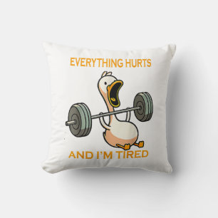 Coussin Drôle gymnase canard Citer tout fait mal et je sui
