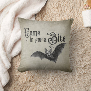 Coussin Drôle Halloween Vampire Bat Venez pour un Bite