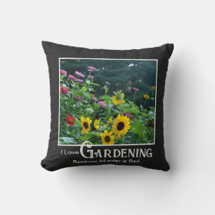 Coussin Drôle jardinage dit jardin fleuri zinnia daisy