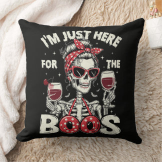 Coussin Drôle je suis juste ici pour les huées squelette
