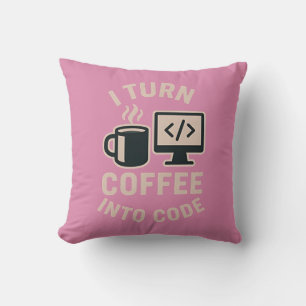 Coussin Drôle Je Transforme Le Café En Code