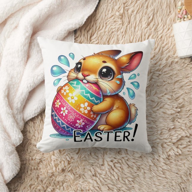 Coussin Drôle Lapin de Pâques (Couverture)