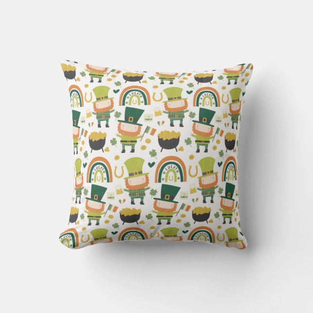 Coussin Drôle Leprechaun Cadeau, Motif de la Saint Patrick (Recto)