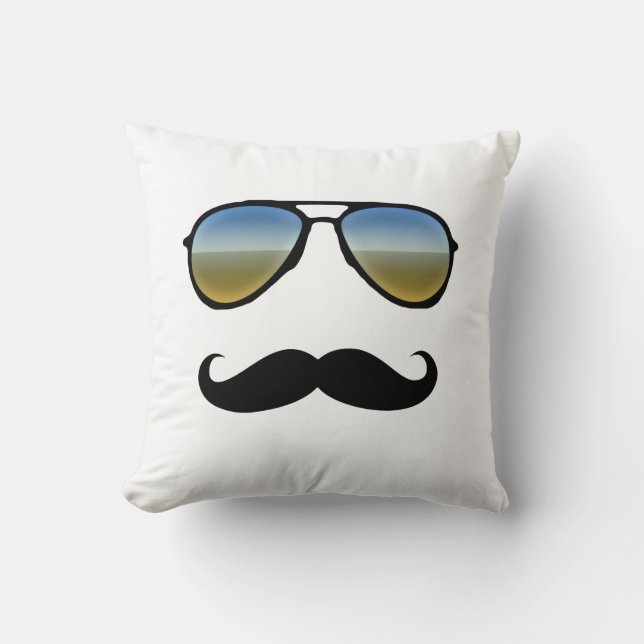 Coussin Drôle Lunettes de soleil Retro avec Moustache (Recto)