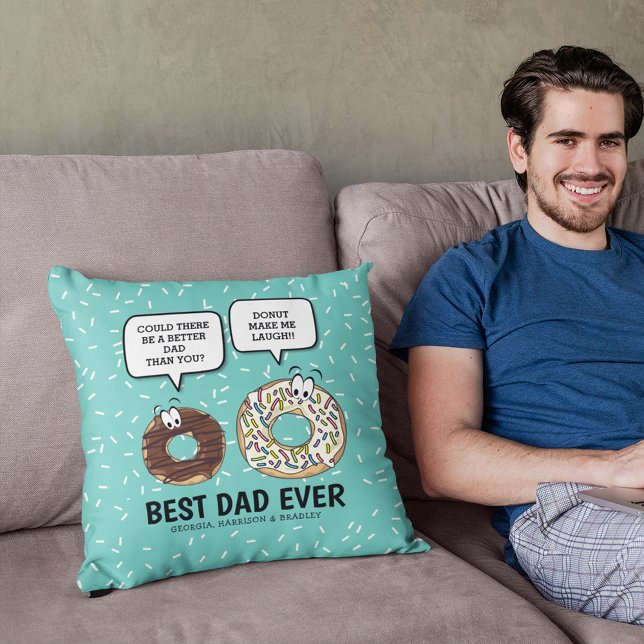 Coussin Drôle Meilleur Papa Jamais Mignonne Fête des pères (Créateur téléchargé)