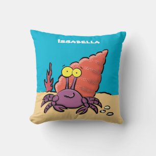 Coussin Drôle mignon caricature pourpre crabe ermite